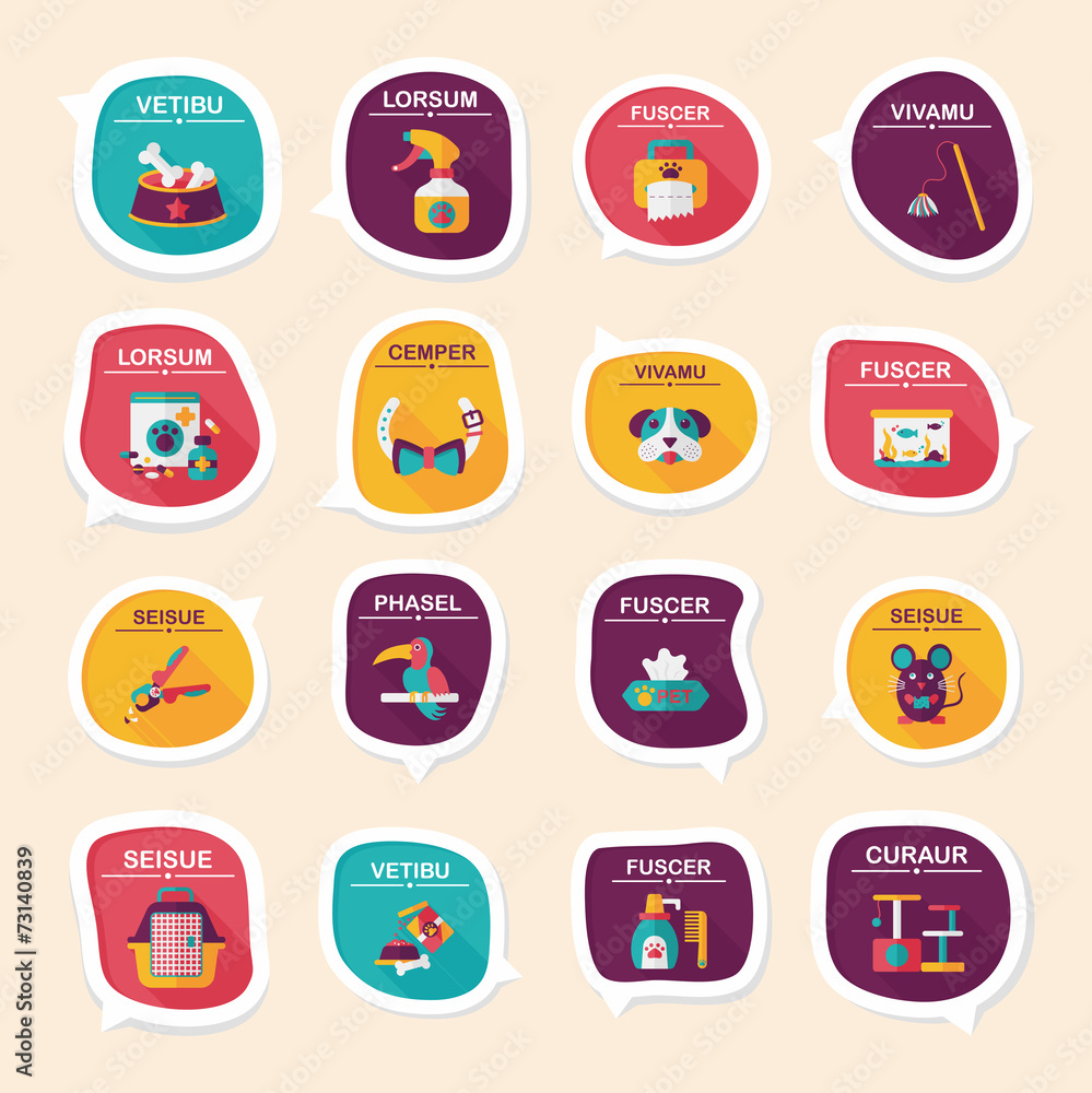 Pet bubble speech flat banner design background set, eps10 Pet bubble speech flat banner design background set, eps10