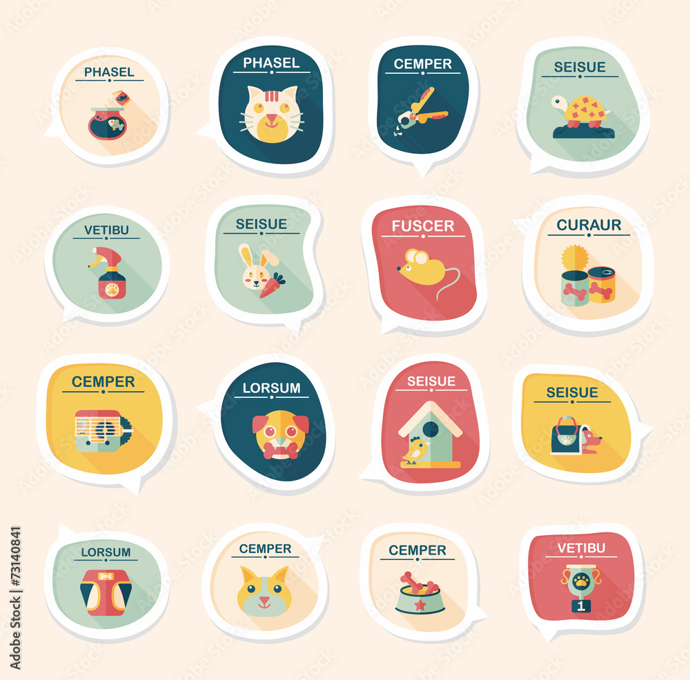 Pet bubble speech flat banner design background set, eps10 Pet bubble speech flat banner design background set, eps10