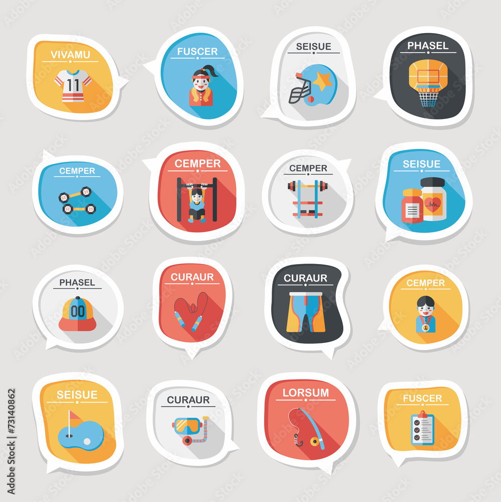 Sport speech bubble flat banner design background set, eps10 Sport speech bubble flat banner design background set, eps10