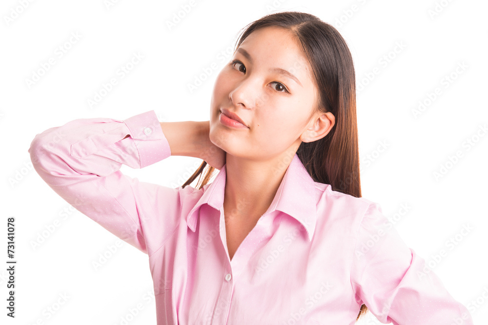 Young business woman standing isolated on white Young business woman standing isolated on white