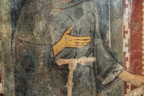 Ältestes Porträt des Franz von Assisi in Subiaco (Detail), Latium, Italien photo