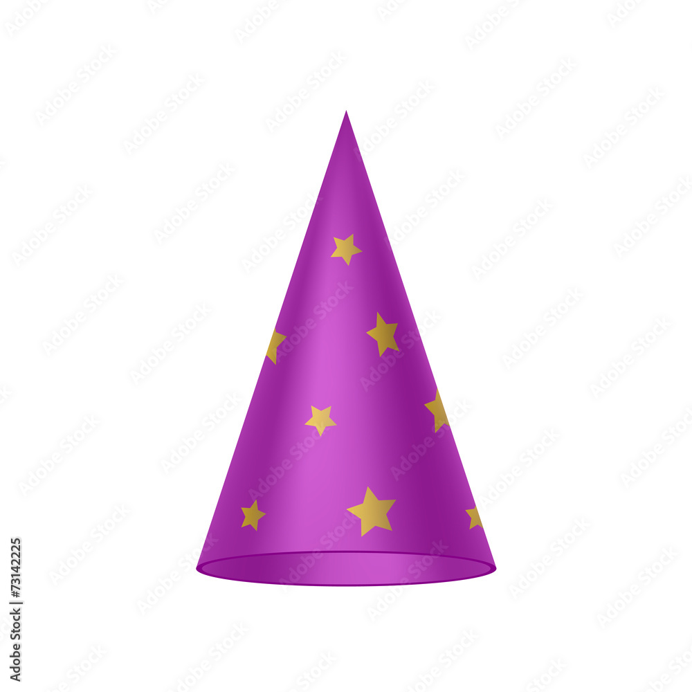 Fototapeta premium Purple sorcerer hat with golden stars