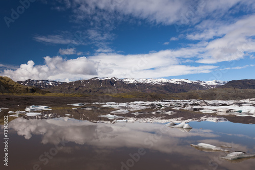 Glacier and lake with icebergs in Iceland