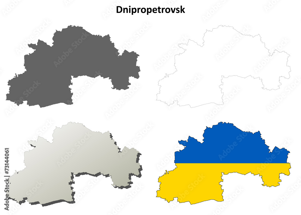 Obraz premium Dnipropetrovsk blank outline map set