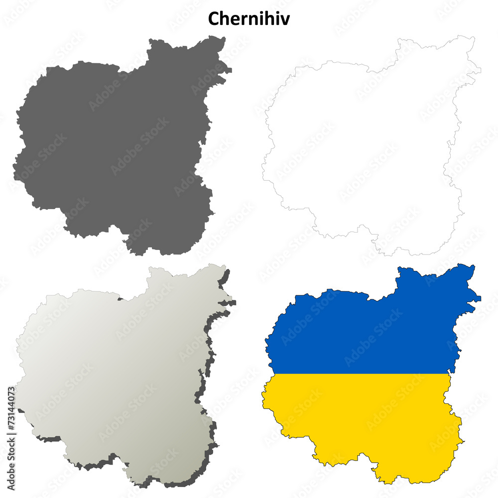 Chernihiv blank outline map set Chernihiv blank outline map set