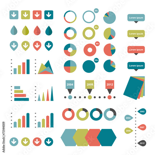 Collection of flat infographics elements.