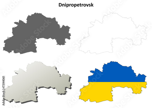 Dnipropetrovsk blank outline map set