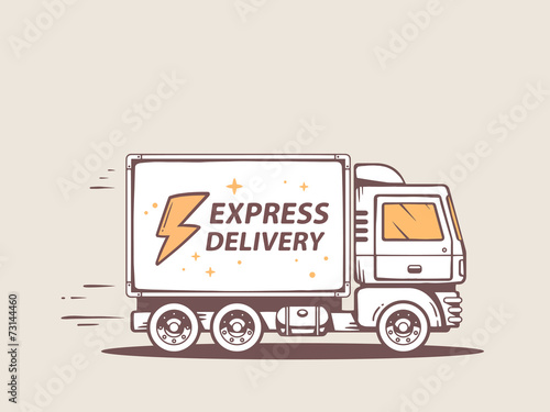 Vector illustration of truck free express delivery to customer.