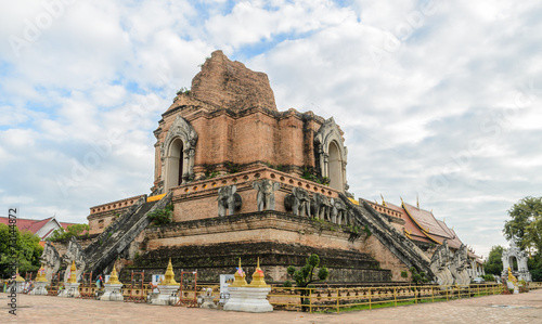 Ancient pagoda at Wat Chedi Luang temple in Chiang Mai, Thailand