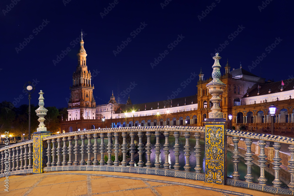 Naklejka premium Palace at Spanish Square in Sevilla Spain