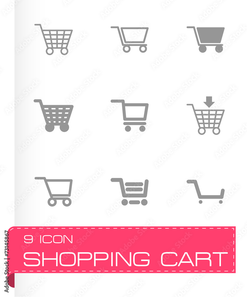 Vector black shopping cart icon set Vector black shopping cart icon set