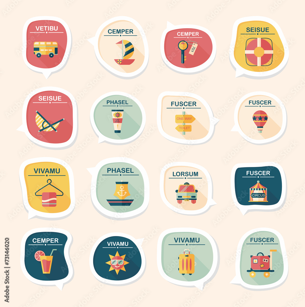 Travel bubble speech banner design flat background set, eps10 Travel bubble speech banner design flat background set, eps10