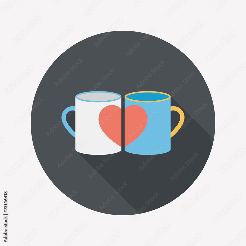 Valentine's day cup flat icon with long shadow,eps10 Valentine's day cup flat icon with long shadow,eps10