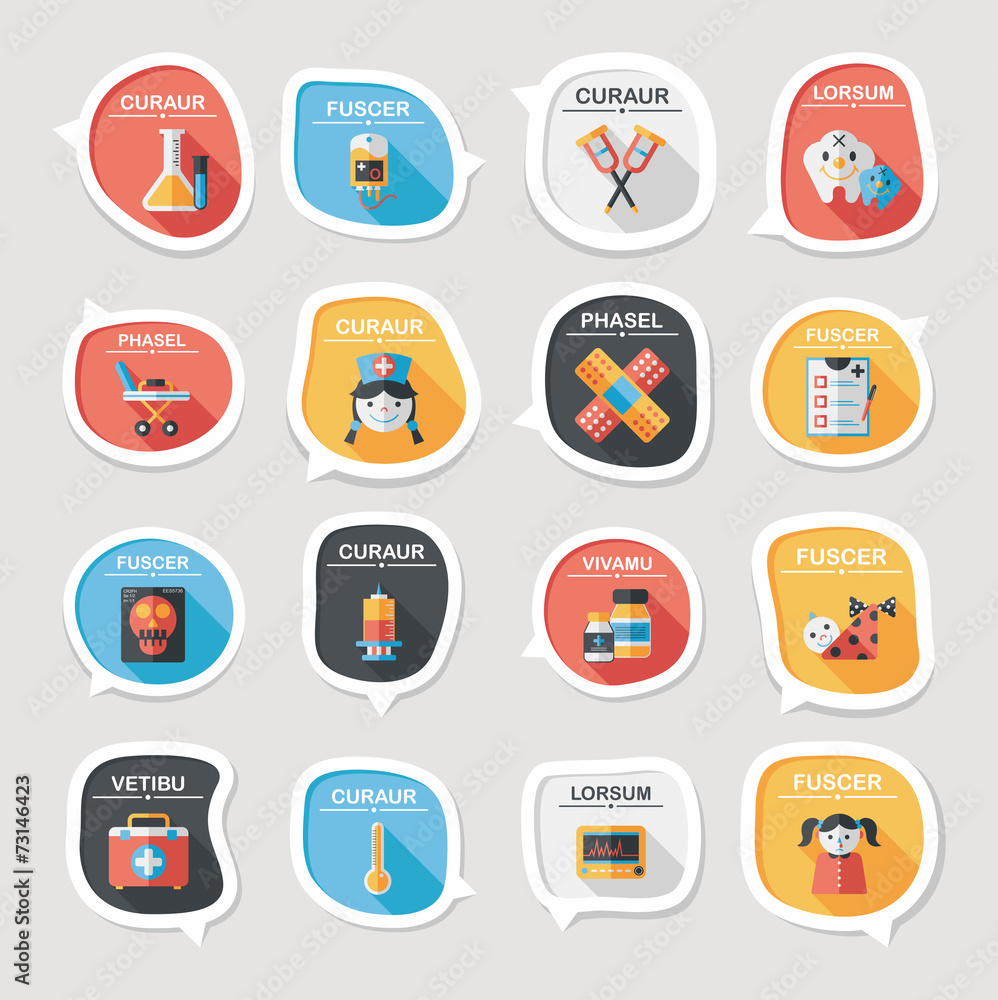 hospital bubble speech banner design flat background set, eps10 hospital bubble speech banner design flat background set, eps10