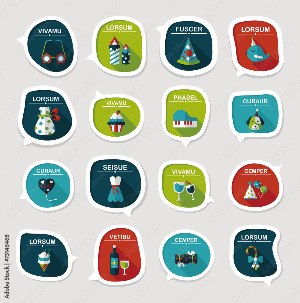 Birthday bubble speech banner design flat background set, eps10 Birthday bubble speech banner design flat background set, eps10