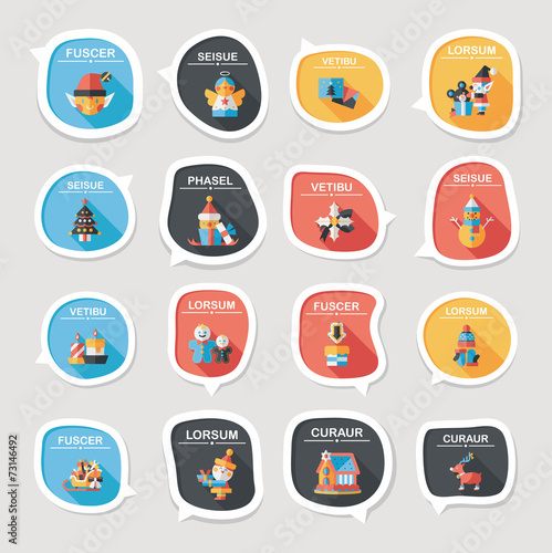 Christmas bubble speech banner design flat background set, eps10