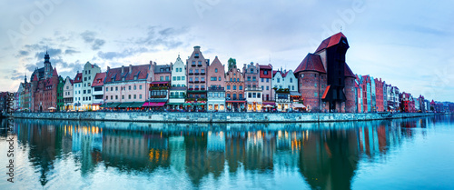 Panorama of Gdansk old town and Motlawa river, Poland #73147086