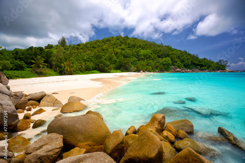 Anse Georgette beach in Praslin Island, Seychelles