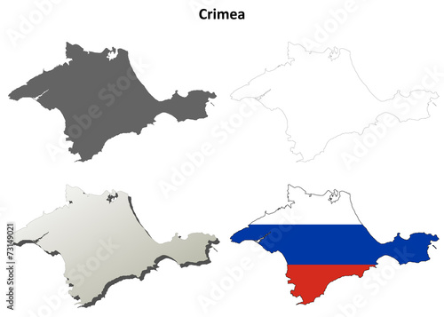 Crimea blank outline map set - Russian version