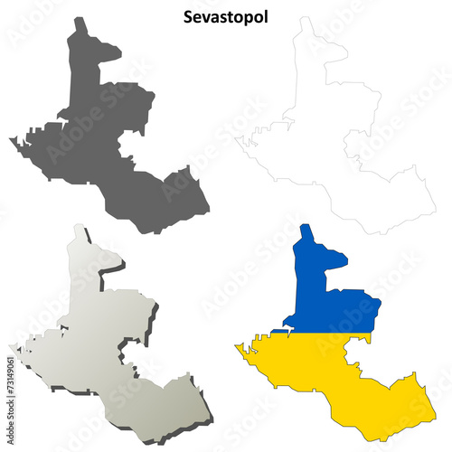 Sevastopol blank outline map set - Ukrainian version