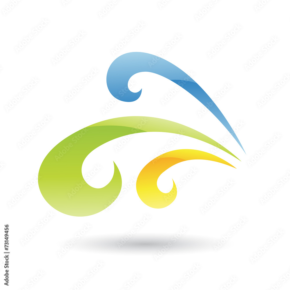 Yellow, Green and Blue Abstract Icon