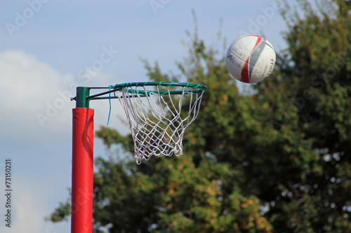 Shot of a net ball going into the net