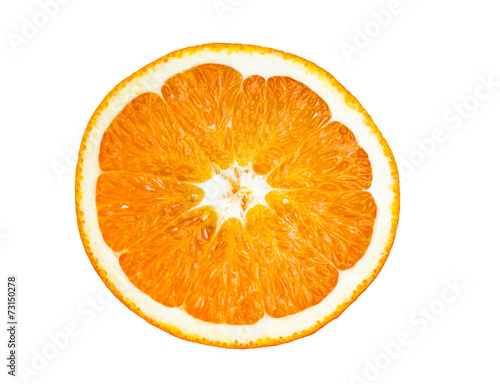 Fresh sliced orange fruit isolation on white