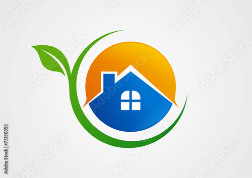 home ecology logo corporate circle sun logo Isolated