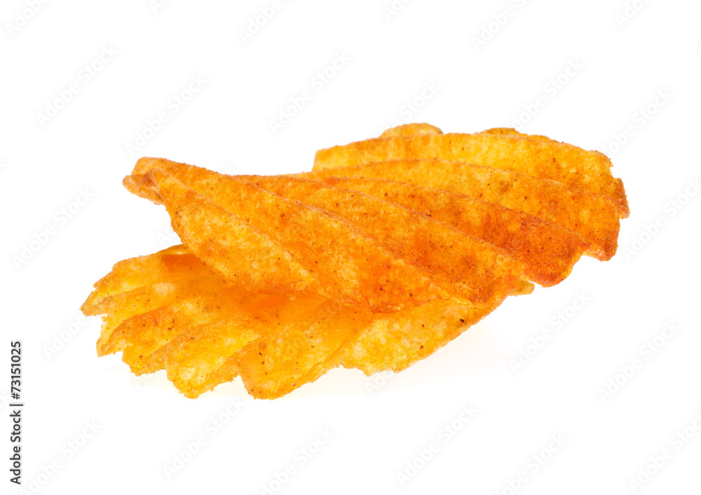 Fototapeta premium Potato chips with pepper isolated on white background