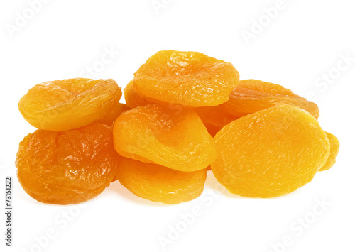 Apricot dried group on white background