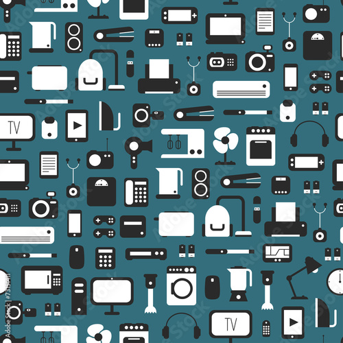 Seamless pattern of electronic devices and home appliances