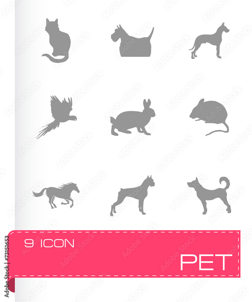 Vector black pet icons set