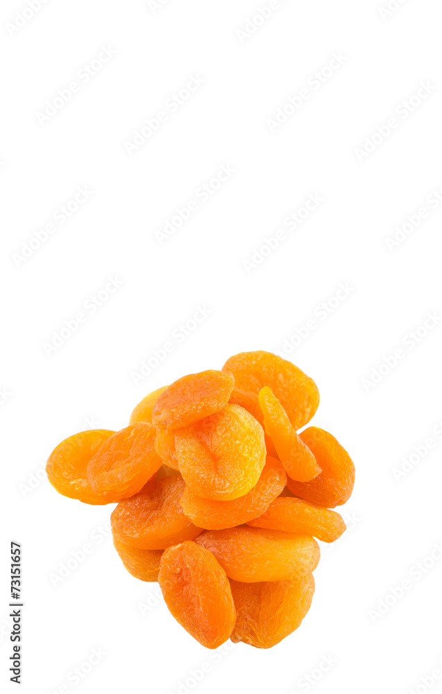 Dried apricot fruit over white background Dried apricot fruit over white background