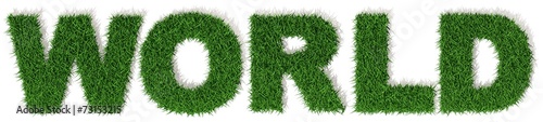  World Mondo erba verde, parola isolata su sfondo bianco