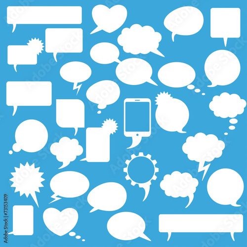 Speech Bubbles Set Blue Background