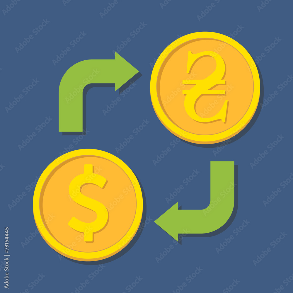 Currency exchange. Dollar and Hryvnia. Currency exchange. Dollar and Hryvnia.