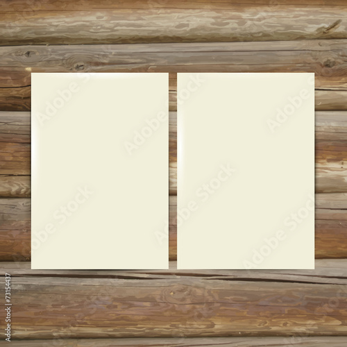 Design Template white Paper on the wooden table.