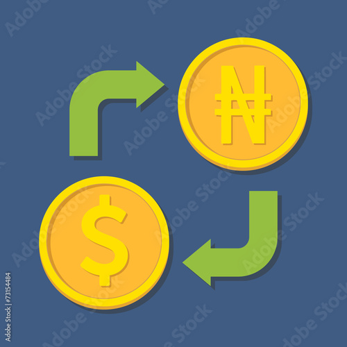Currency exchange. Dollar and Naira.