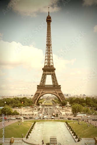 Paris - Eiffel Tower. Cross processed color tone.