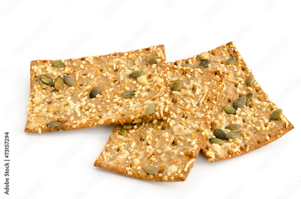 Knäckebrot mit Kürbiskernen, Sesam und Käse Knäckebrot mit Kürbiskernen, Sesam und Käse