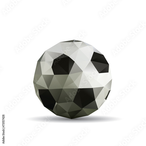 Illustration of abstract paper origami soccer ball isolated on w