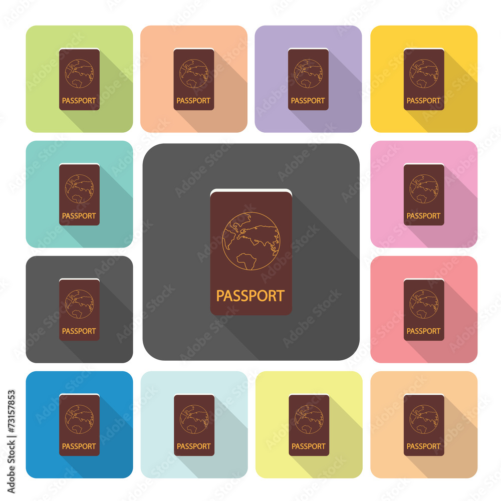 Naklejka premium Passport Icon color set vector illustration