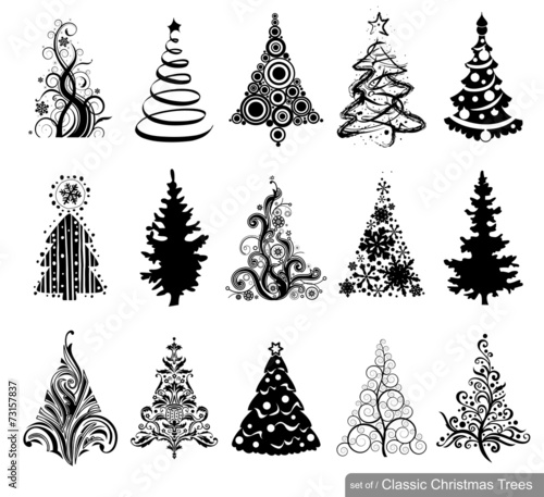 Set of Dreawn Christmas Trees.