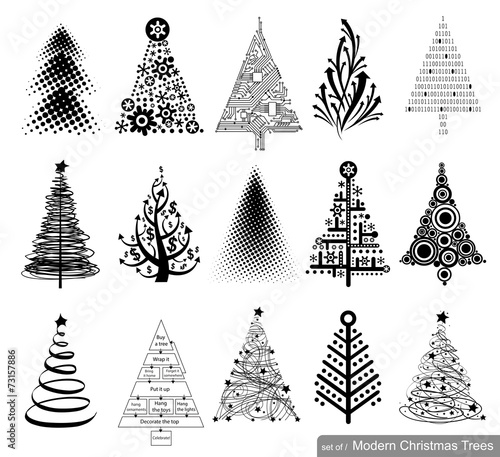 Set of modern Christmas Trees.