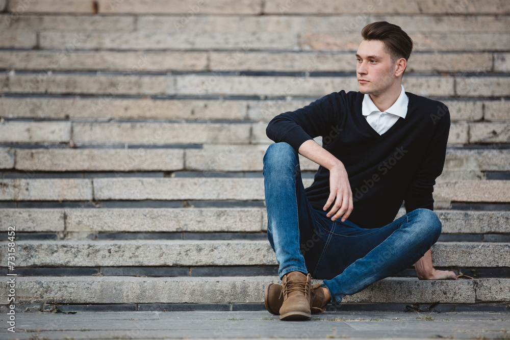 Fashionable handsome man model posing Fashionable handsome man model posing