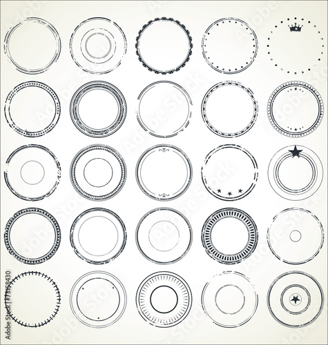 Empty grunge rubber stamp set with space for text