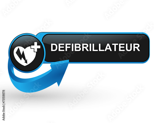 défibrillateur sur bouton web design bleu