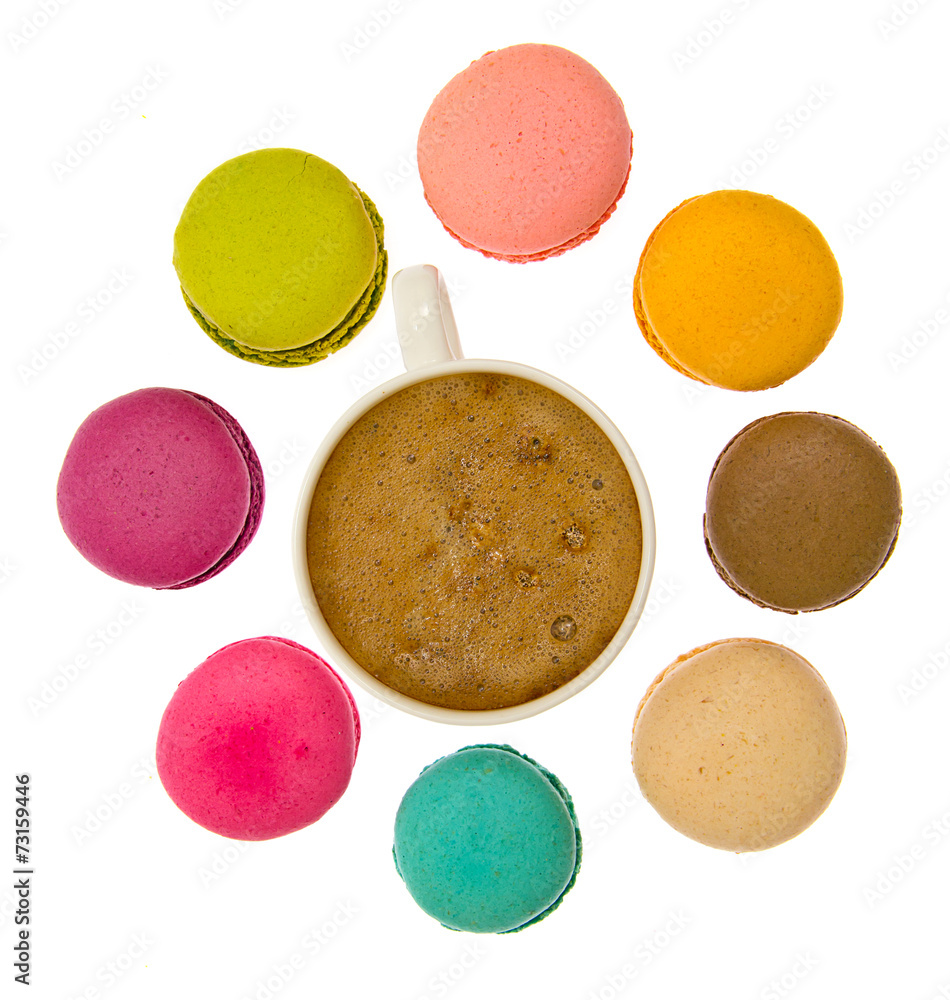 Sweet Tasty Macaroons Isolated on White Background