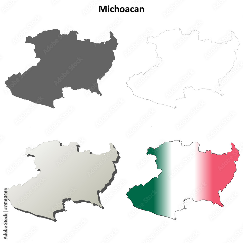 Michoacan blank outline map set