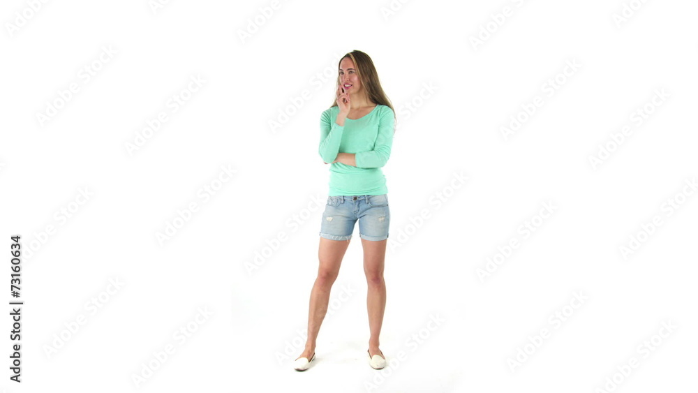 model isolated on white with fingers crossed model isolated on white with fingers crossed